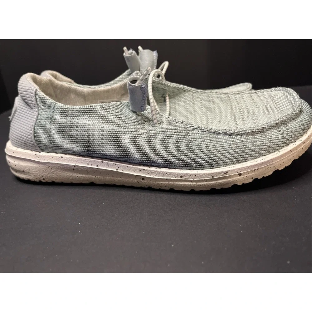 Hey Dude Wendy Sport Mesh Shoes Women Size 7 Light Blue Casual Relaxed Slip On